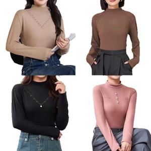 เสื้อฐานอบอุ่นผู้หญิง ครึ่งคอเต่า แฟชั่นฤดูใบไม้ร่วงฤดูหนาว เป็นมิตรกับผิว เสื้อสไตล์ เหมาะสำหรับคุณแม่
