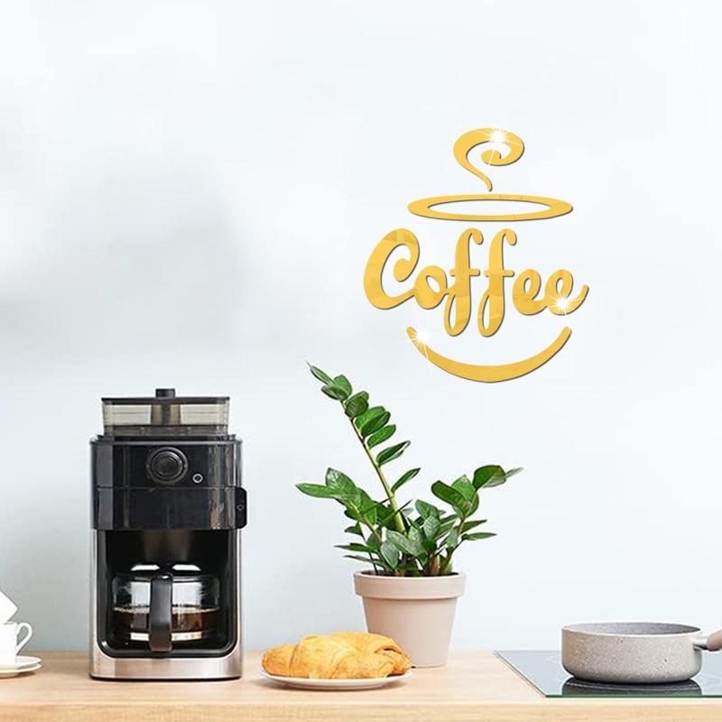 Miếng Dán Tường Acrylic Đồ Trang Trí Gương Tiếng Anh, Màu Cà Phê, Cho Nhà Bếp Và Phòng Ăn, Miếng Dán Nền Tường, Đồ Trang Trí Decor Decal Decor Phòng dán Đồng 5