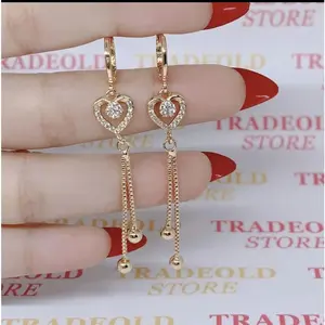 BAYAR DI TEMPAT !! Anting xuping fashion wanita permata love rumbai warna Titanium 24k