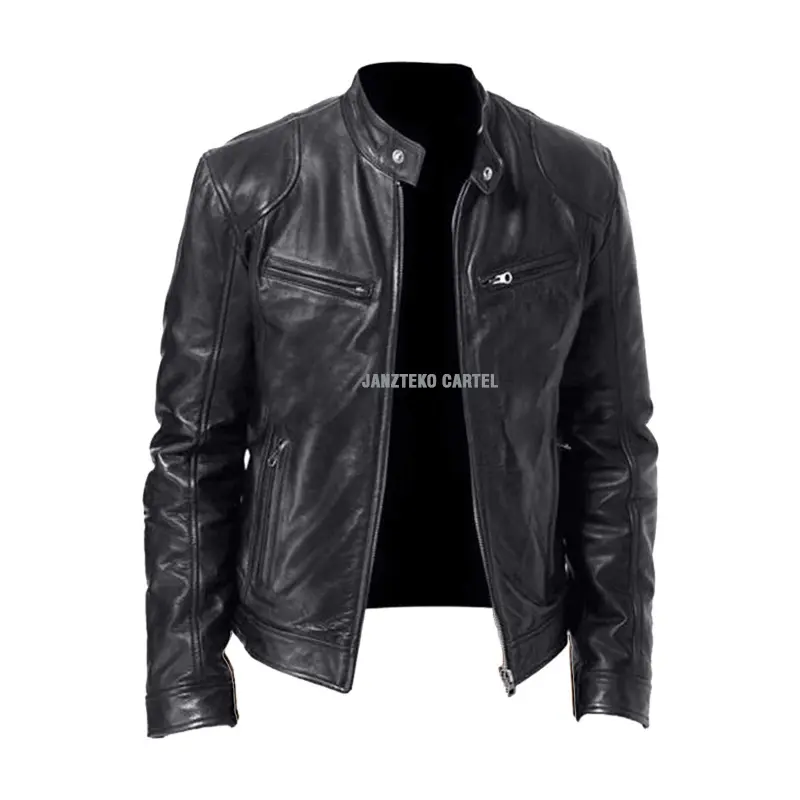 JNK x HUGO - Jaket Pria Bahan Kulit Sintetis Viena PU Synthetic Leather Motor Touring Tebal Racing Vintage Yamaha Honda Suzuki Team Kerja Kantor Jalanan 3