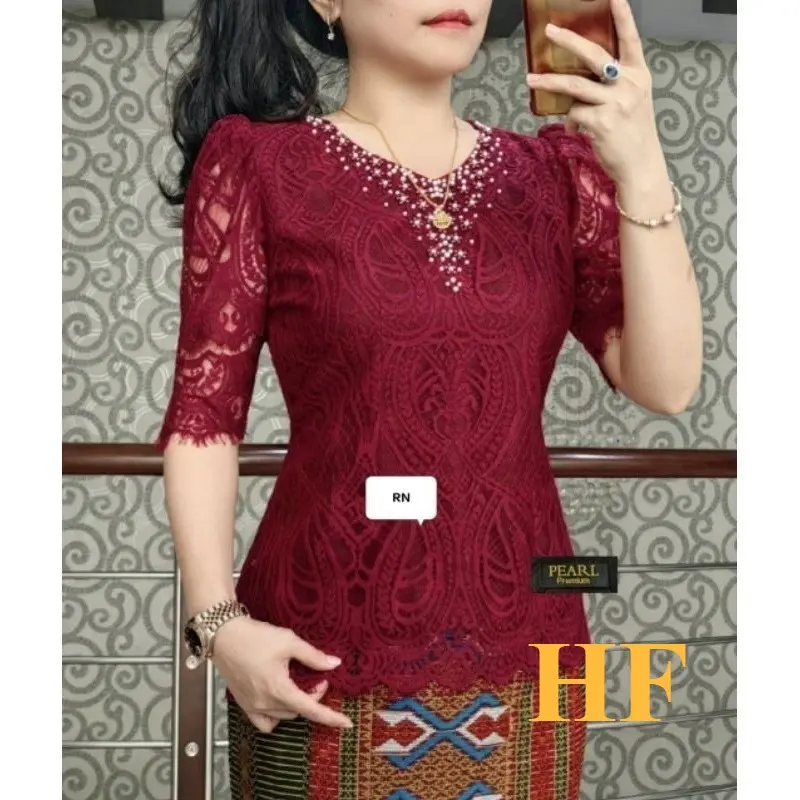 HF ATASAN KEBAYA SEMI PRANCIS PREMIUM MUTIARA PAYET Baju Pesta Wanita Seragam Natal Kondangan blouse Ori Semiprancis