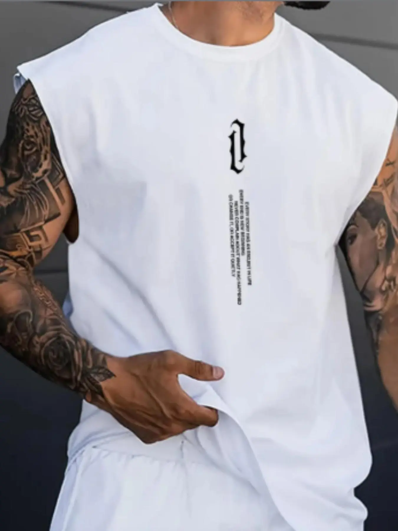 Men's Regular Fit Letter Print Round Neck Tank Top, Casual Sleeveless Crew Neck Vests for Summer, Fashion Men's Clothes for Daily Wear