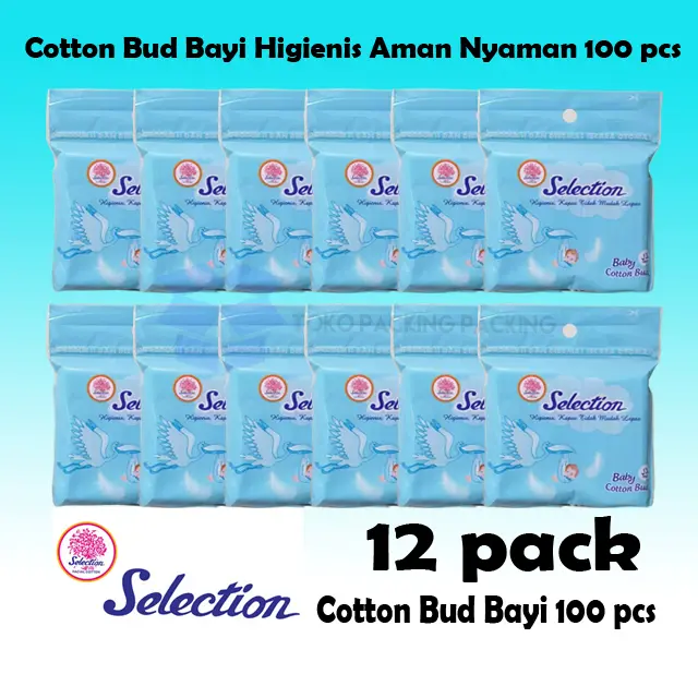 (12 PCS) Cotton Bud BABY Selection isi 100 pcs