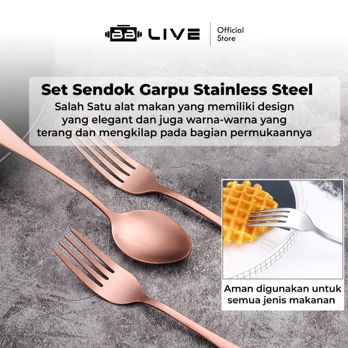 BBLIVE Sendok Garpu Set Makan Stainless Steel Korean Style 1