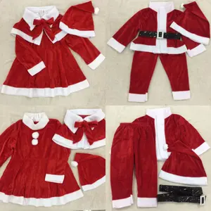 KOSTUM Santa Claus anak import 1th - 7th bludru cowok cewek set baju natal bayi impor laki perempuan