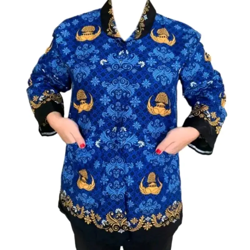 BATIK KORPRI WANITA DAN PRIA KERAH HITAM LAPISAN FURING HALUS KATUN SRITEK 40s ful furing halus 2