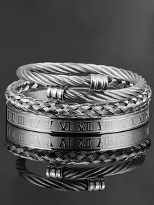 Men's Business Stainless Steel Braided Design Cuff Bangle Bracelet, Fashion Jewelry for Party, Daily Decor, Trendy All-match & Exquisite Jewelry for Birthday Gift