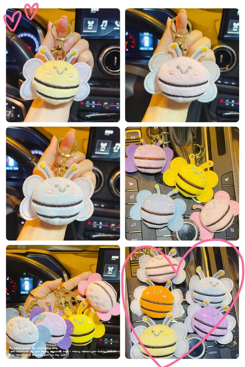 Product Introduction of Cartoon Plushll Keychain Cute Little Bee Key Toy Pendant Clothing Bag Accessories Brooch Decoration 2