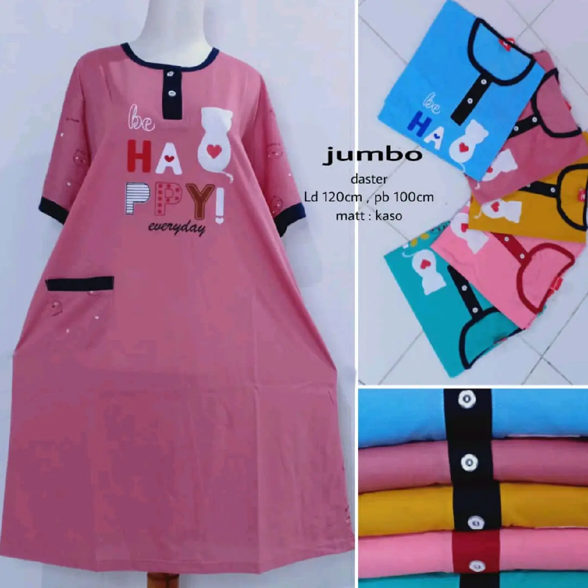 Dastet Kaos Jumbo Tebal Busui Wanita Tidur Bumil daster ld