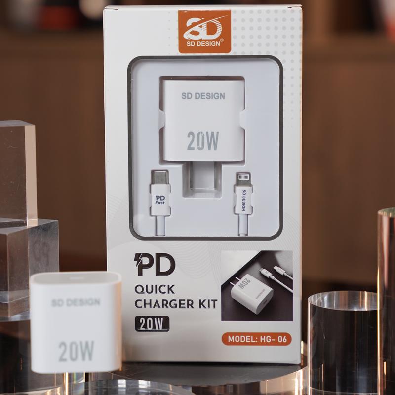SD Design Bộ Củ Cáp Sạc Nhanh HG06 20W Type-C Sang Iphone Sạc Tốc Độ Nhanh Độ Bền Cao An Toàn Ôn Định Cho Điện Thoại