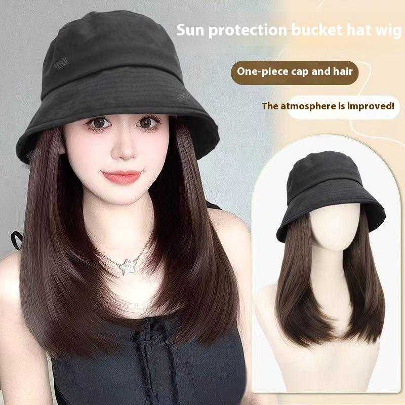 Tóc Giả, Kích Thước Trung Bình Và Ngắn, Mũ Bucket, Một Mũ, Dành Cho Nữ, Thích Hợp Cho Mùa Thu Và Mùa Đông, Nhẹ Và Thời Trang, Khóa Bên Trong, Tóc Giả Mũ Tóc Ngắn Wig 2
