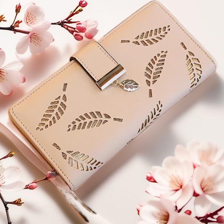 Product Introduction of 2024 Factory Direct Sales New Korean Women's Wallet Hollow Leaves Long Clutch Zipper Hasp Wallet 9