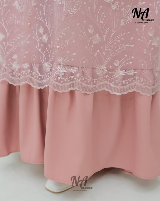 Gamis terbaru Brokat  Motif tile bordir SABRINA DRESS elegan simple cantik ukuran L XL XXL JUMBO 4