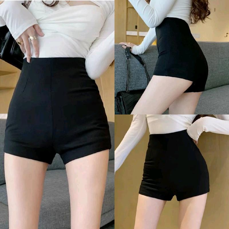 Quần Short Nữ Dance Kpop Cạp Cao Khóa Sau Quần Đùi nữ Cạp Lưng Cao Liền dáng idol kpop nữ Biker Chất Umi Dày Dặn Co Giãn 4 Chiều Đẹp Ôm gọn Màu đen Trơn Màu đen Ôm gọn Women Pants