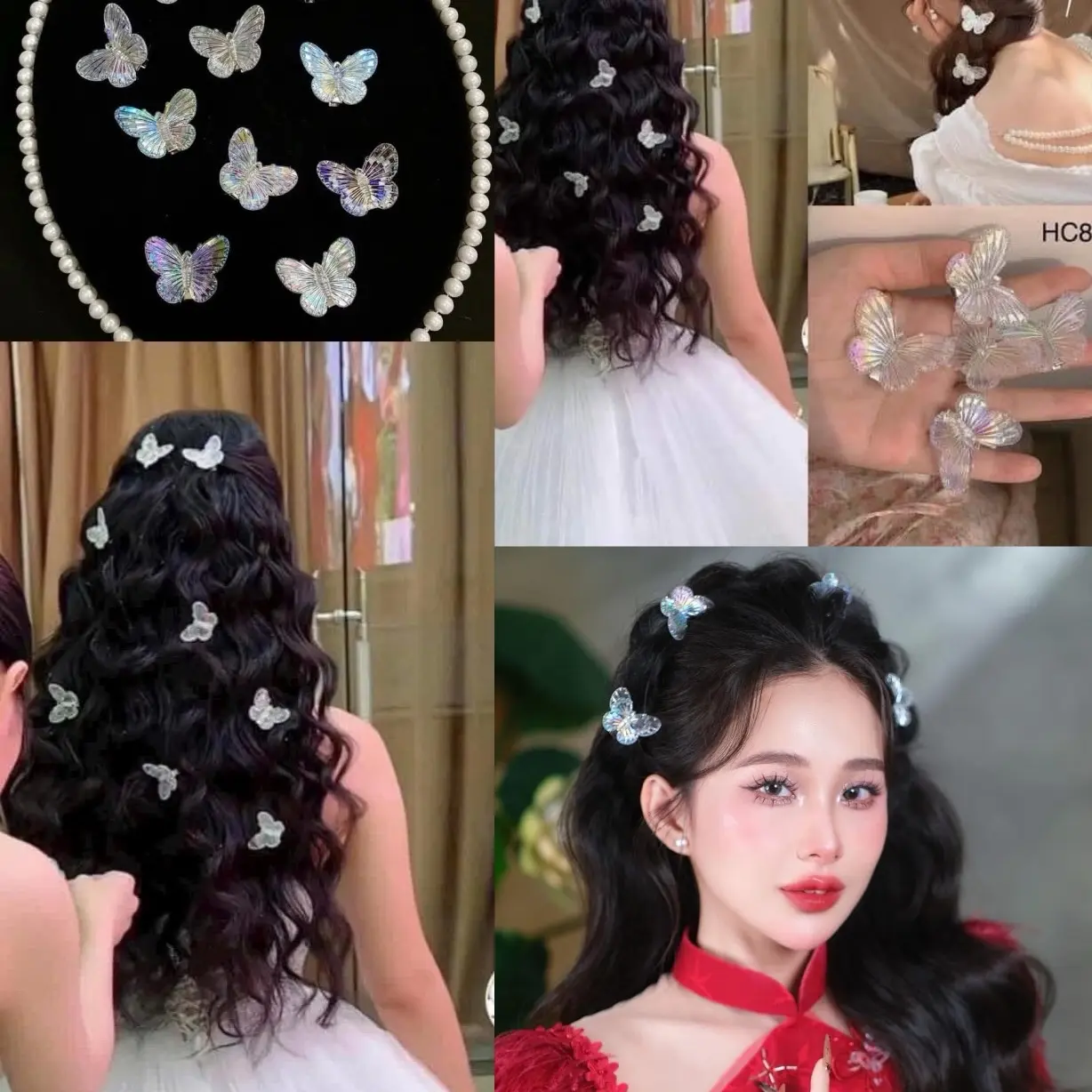 Sét 15 kẹp bướm nhựa cài tóc xinh