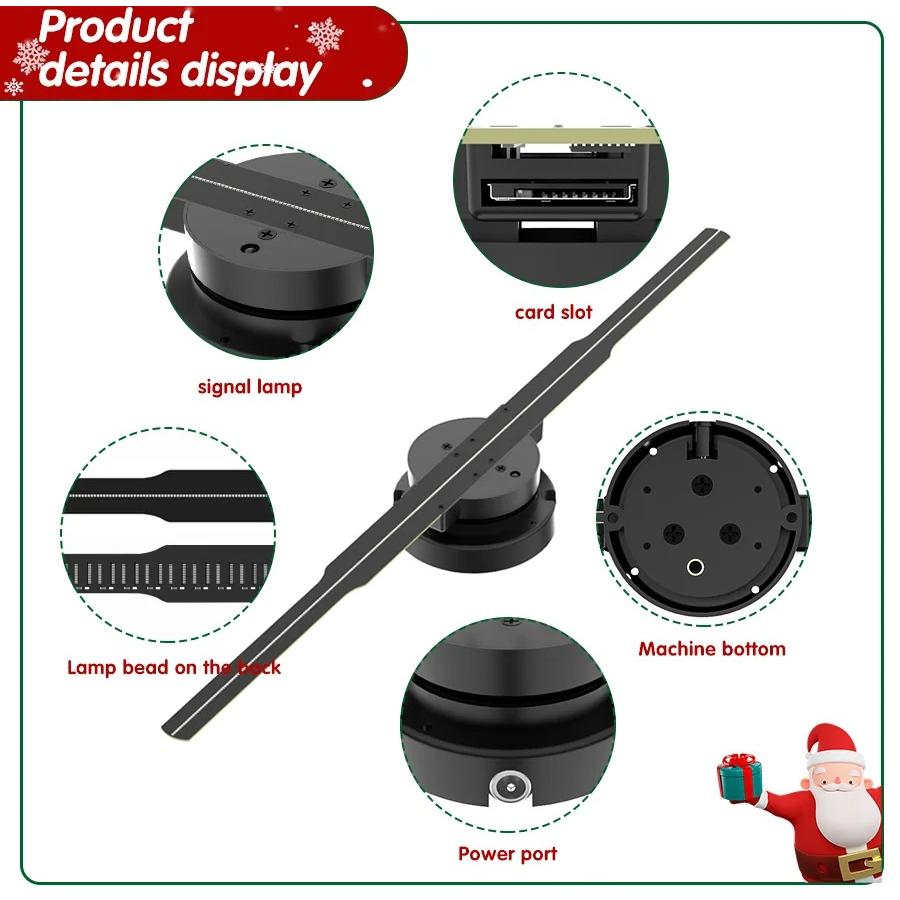 New 3D HD Hologram Fan Projector SD card LEDC Holographic Player support Image Video Shop Bar Party Advertising Display Light - Image 4