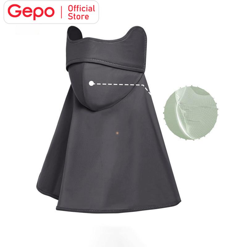 Khẩu trang vải kín cổ GEPO chống nắng chống tia UV UPF50+ chất liệu lụa băng mềm mịn thoáng mát khi đeo