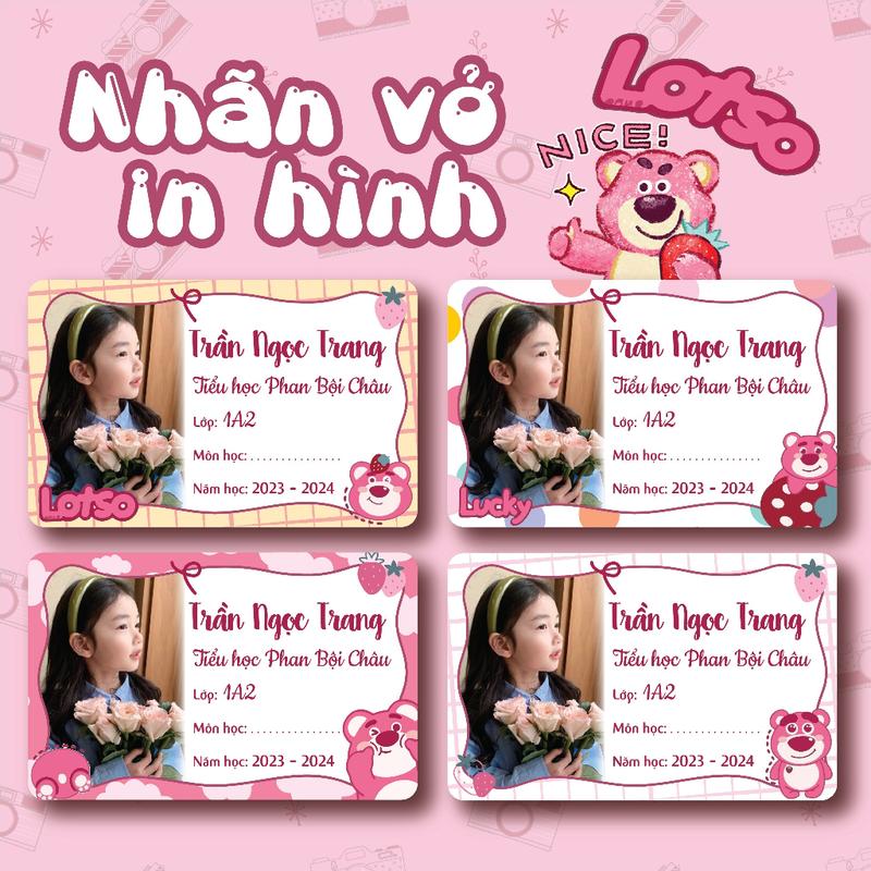 Nhãn vở in tên, in ảnh bé theo yêu cầu  set 50c in sắc nét, không bay màu, bóc dán dễ dàng