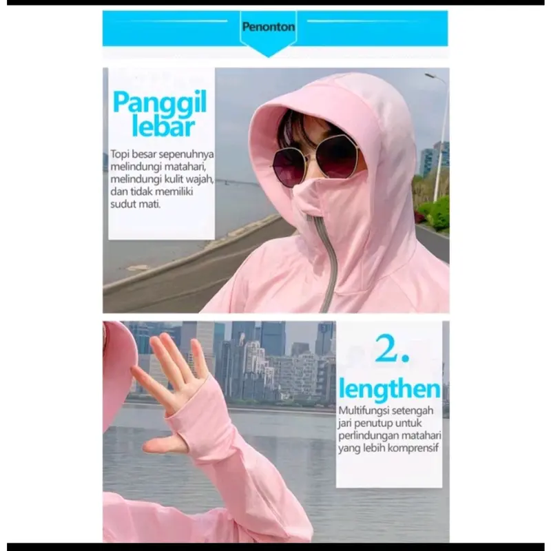 Jaket matahari IMPORT / Hoodie Pelindung UV Anti Air Anti Matahari  JK02 3