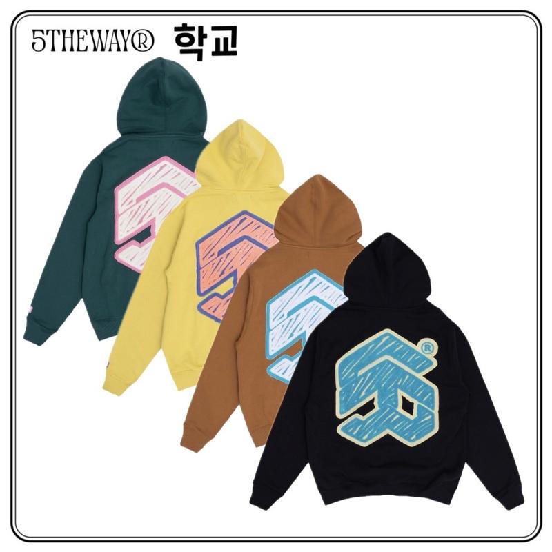 Áo khoác trùm có nón vừa người 5THEWAY /sketch/ EMBROIDER TRADITIONAL FIT HOODIE Top Cotton Nam Menswear áokhoáchoodie khôngdâykéo