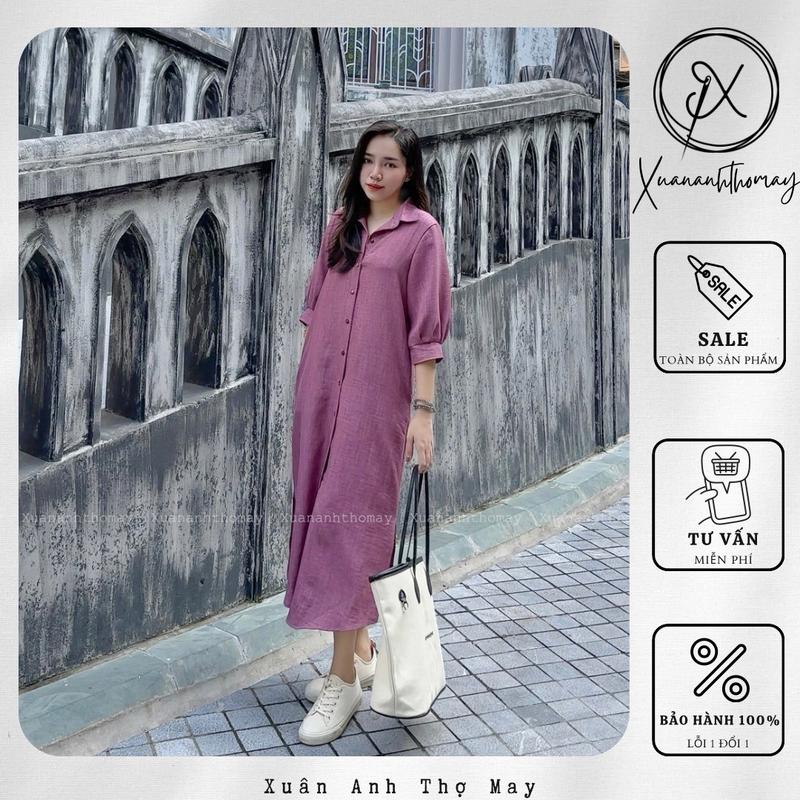 V2 - Váy sơ mi suông tay lỡ đũi vân mây - Xuananhthomay