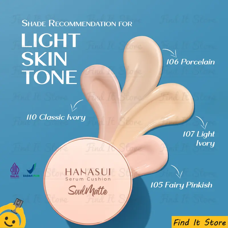 Hanasui Serum Cushion Soulmatte | Foundation | Matte Finish | Hybrid Makeup | BPOM HALAL Concealer Creamy Niacinamide Wajah Cosmetic Kosmetik Mencerahkan 7