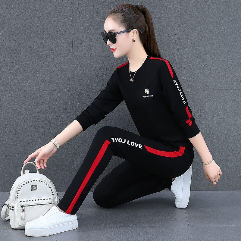Áo Len Nữ, Bộ Đồ Thể Thao, Bộ Sưu Tập Xuân Thu 2023, Bộ Đồ Mới, Dáng Rộng Vừa Vặn, Dài Tay, Phong Cách Hàn Quốc, Trang Phục Thường Ngày Cổ Tròn, Mỏng Vừa Vặn, Bộ Đồ Hai Mảnh Chạy Bộ Sport 5