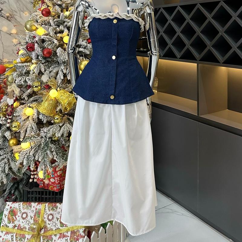 B80 - Set áo bò cúp ngực , Lẻ  chân váy