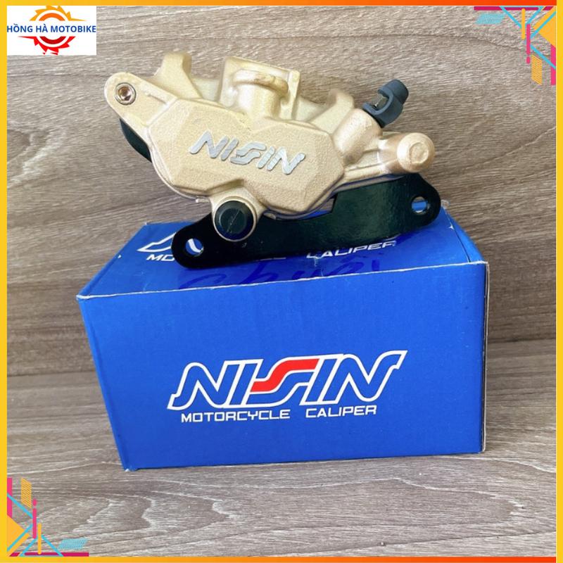 Heo 2pis Nissin Thái kèm pát trước xe Wave 100/zx/ Future neo/ Dream xài đĩa 220mm lắp như zin màu xanh ( vàng đồng nhạt )