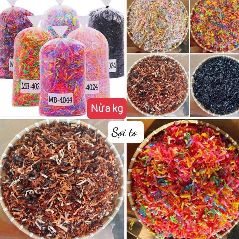 Nửa ký thun thái sợi to và nhỏ Cột tóc siêu dai thành chun dầy bóng cột không cắn tóc không có qoà tặng Nhung Women thuncotto cchobe Kim Tuyến