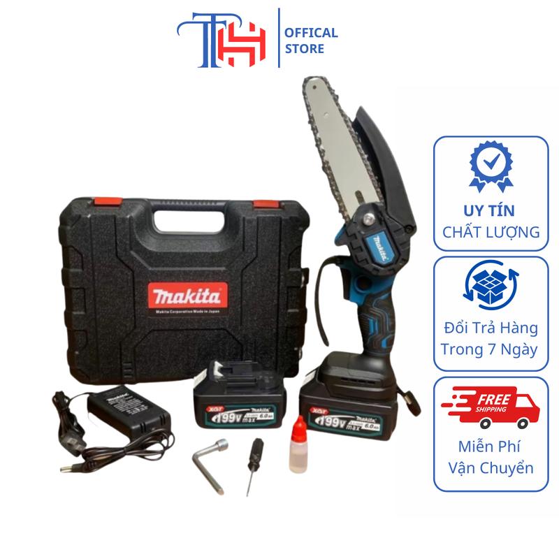 Máy cưa xích pin cầm tay Makita máy cưa gỗ mini dùng pin, cưa xích pin mạnh mẽ bền bỉ