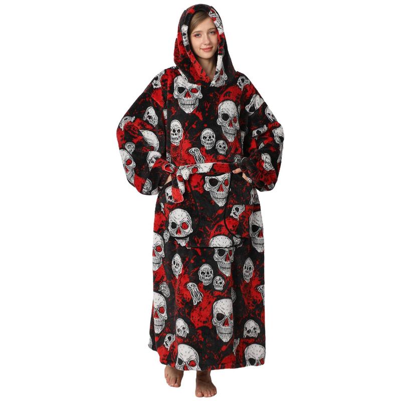 Cartoon Animal Print Hoodie Blanket, 1 Count 320GSM Super Soft Warm Hoodie Blanket, Comfortable Hooded Blanket with Giant Front Pocket for Women Men, Halloween Decor, Mother's Day Gifts 2