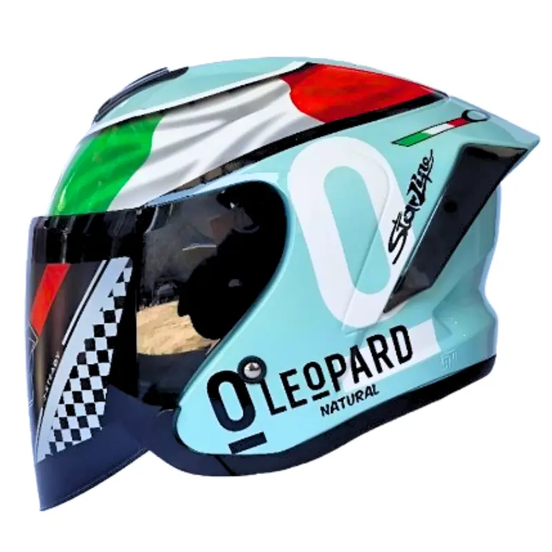 Helm JS ARMOR Half Face Motif LEOPARD Pria Wanita Original SNI pilihan kaca Smoke/Clear Motorcycle helm  half 4