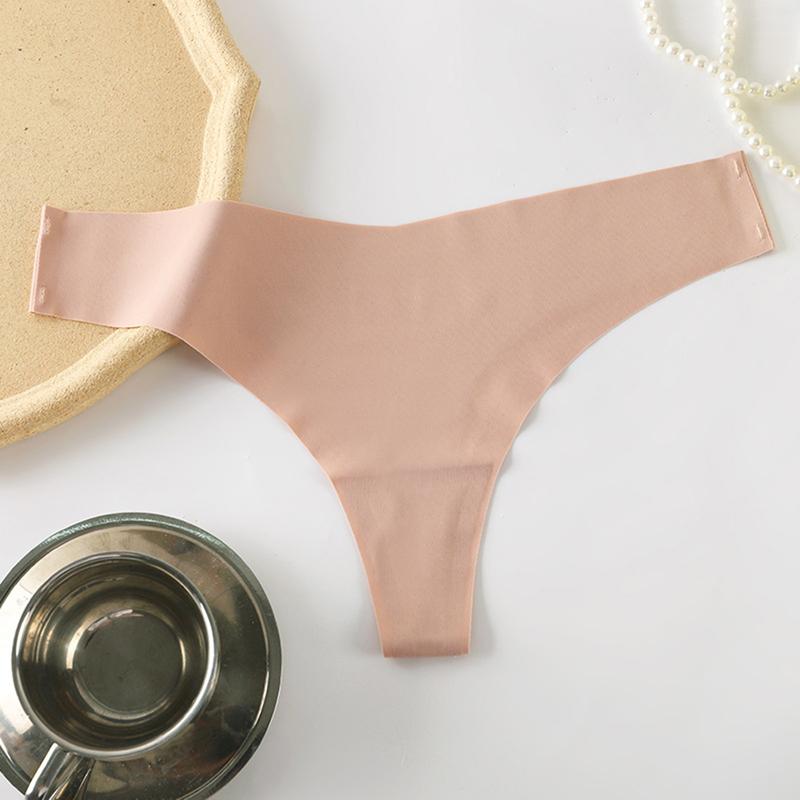 Đồ Lót Nữ, Cạp Thấp, Lụa Lạnh Không Đường May, Cảm Giác Ngầu Với Đáy Quần Cotton, Màu Trơn Quần Lót Hàng Ngày, Thích Hợp Cho Trang Phục Mặc Nhà Và Ngủ, Quần Lót 3