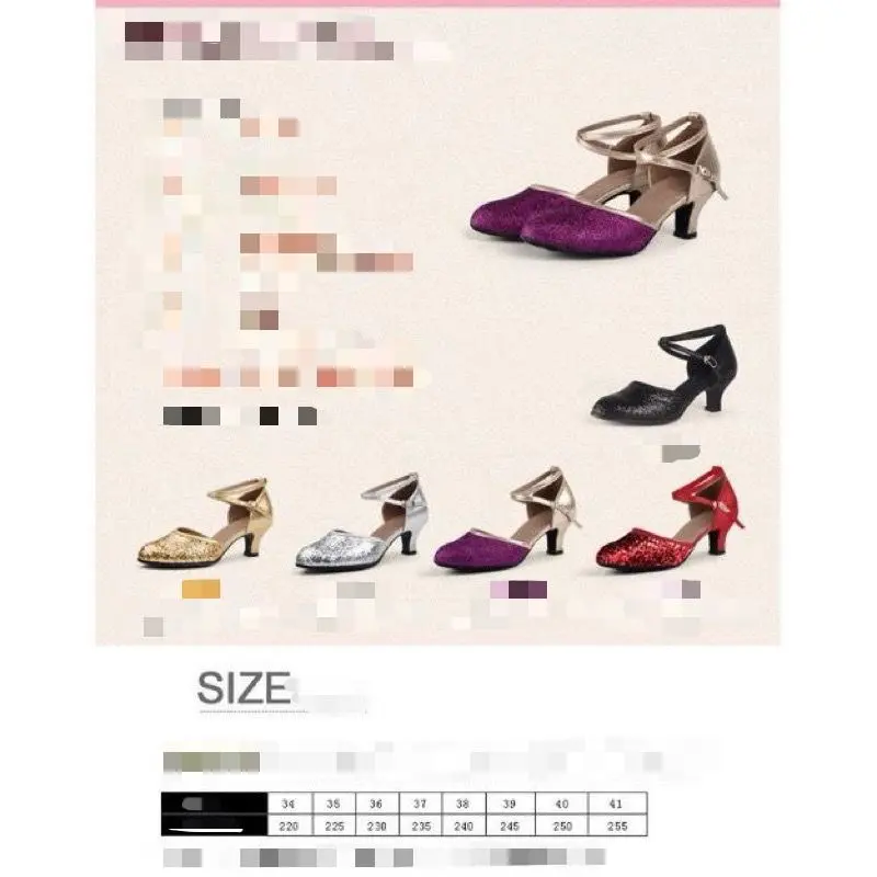 Sepatu Tari Gliter Hak Sepatu Line Tari Belly Tari Salsa Latin Kostum Model Baru Import Terbaru Termurah Terlaris UH5-913 Tapak Suede