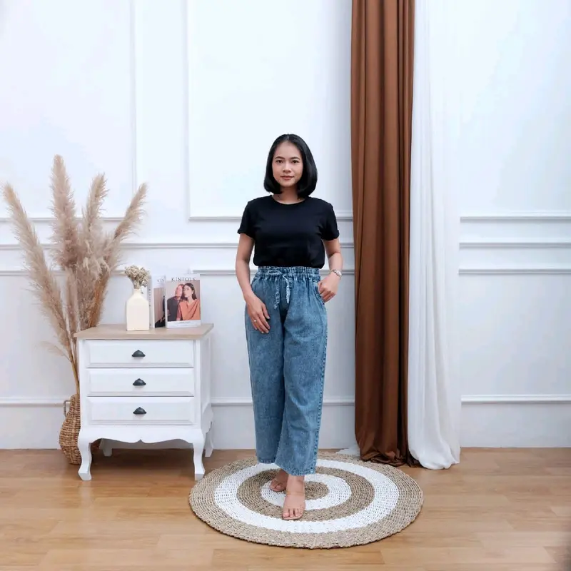 CELANA KULOT JEANS SNOW BLACK DAN BLUE RAWIS DAN LIPAT 1
