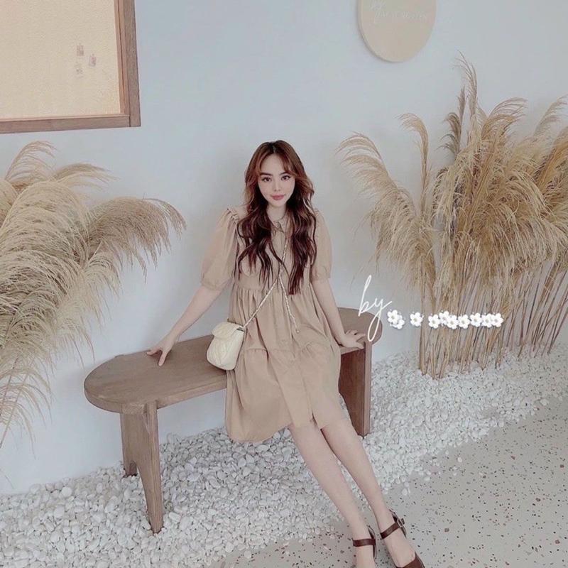 Váy babydoll kem cổ seᵰ bèo dễ thương, Đầm váy freesize babydoll cổ seᵰ 2 màu mặc đi chơi siêu đáng yêu giá siêu rẻ 7
