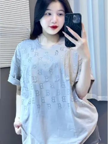 Áo phông chữ B in nửa thân chất cotton khô 3158 Nữ Top hot trend Women Cổ Tròn Màu Đen 5