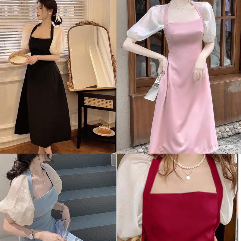 Thời Trang Bigsize Váy Dự Tiệc Cao Cấp Thanh lịch 50 - 100Kg Nữ Cotton Đen Dress Đầm Women - A.1031