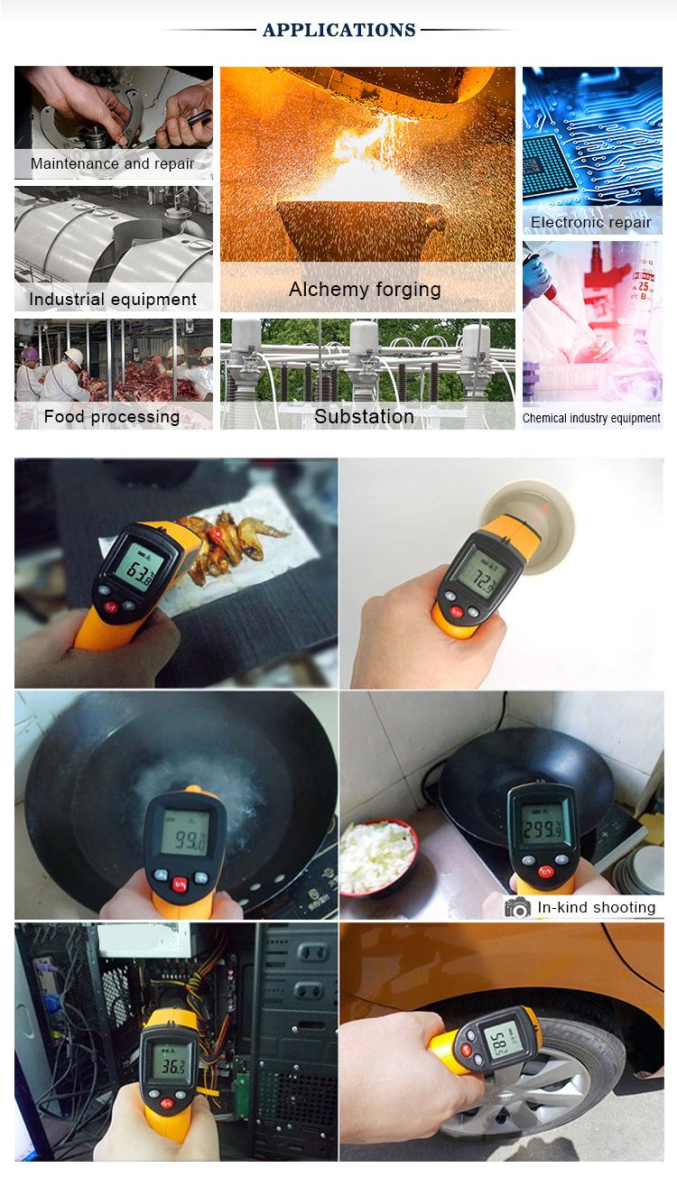 Product Introduction of GM320 Digital LCD Wireless IR Laser Infrared Temperature Meter Non-Contact Household & Industrial Thermometer for Candle Usage 35