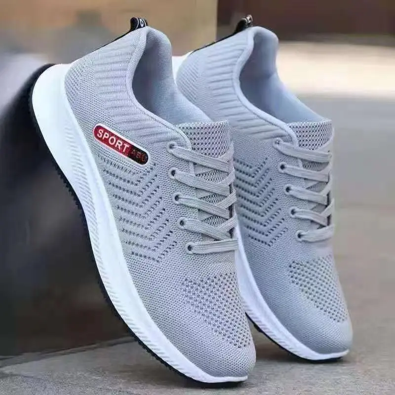 New Korean Style Casual Sneakers Sports Flying Woven Running Shoes Comfortable Non-Slip Casual Men's Shoes Trendy All-Matching Men's Shoes