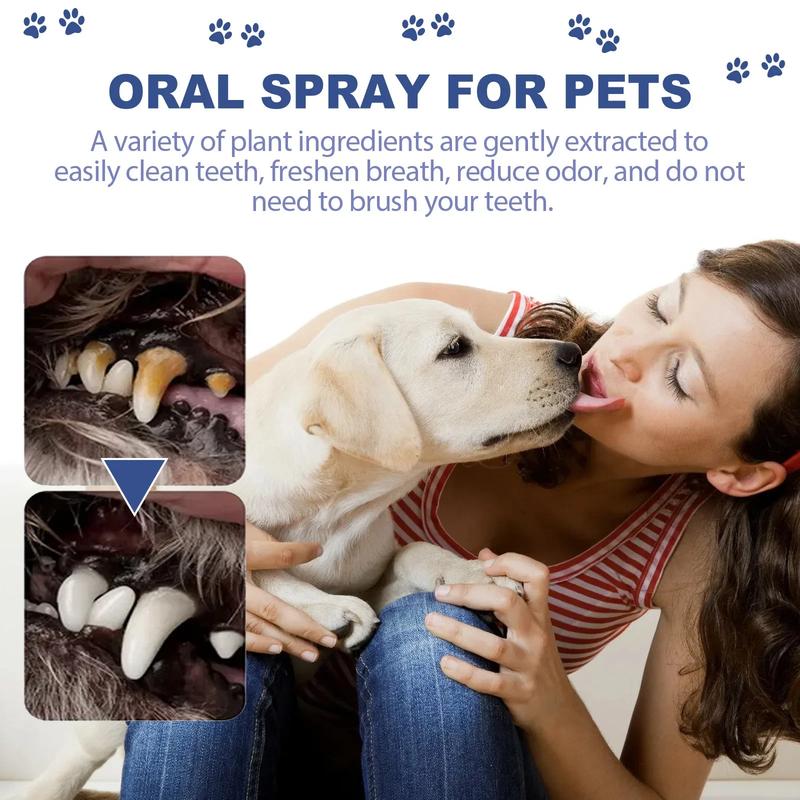 Product Introduction of Pet Oral Cleanse Spray Dog Cat Mouth Fresh Teeth Tartar Cleaning Prevent Calculus Deodorant Whitening Pet Teeth Cleaner Spray 28