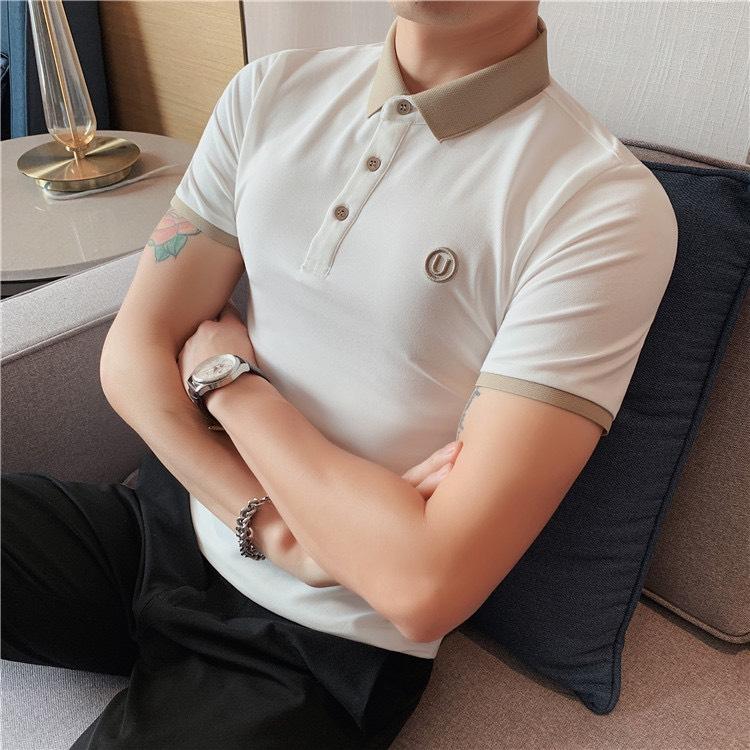 Áo Thun Nam Nữ Vải Đẹp Dày mượt Thêu Chữ U 3D Áo ThunTay Ngắn nhiều màu Mẫu Mới Được yêu thích mã 99 Menswear Top Có Cổ Cộc Tay Shirt Đen Z2 Polo