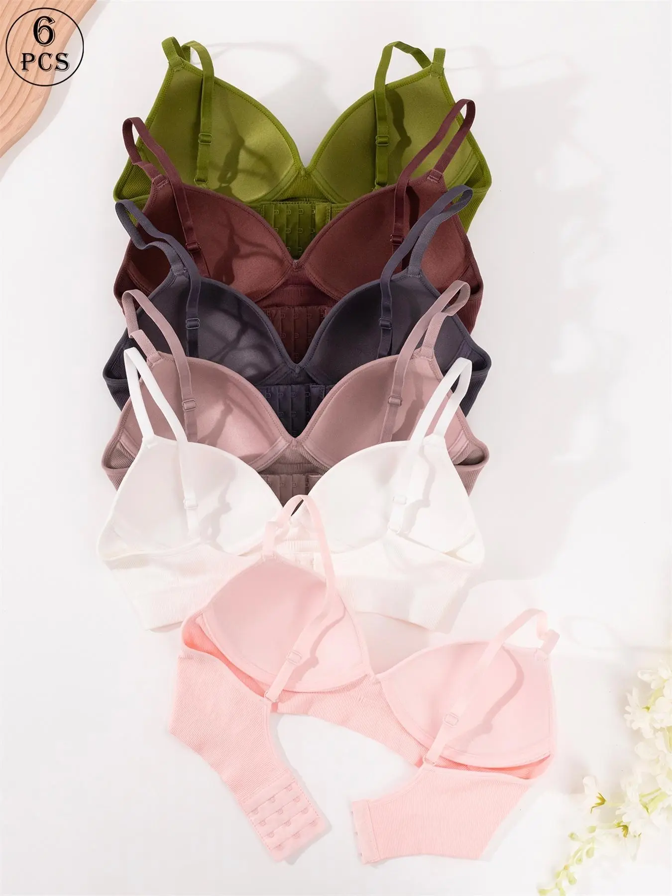 Women's Solid Wireless Bra, Soft Comfortable Breathable Adjustable Strap Push Up Bra, Lingerie for All Seasons