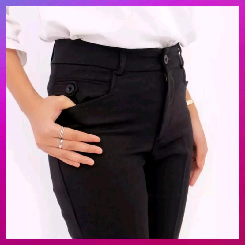 Product Introduction of CELANA KANTOR WANITA TERBARU panjang Bahan kerja formal casual nyaman Abu Fit Hitam Slim Kain Kaki Kancing Ankle Kantong 37