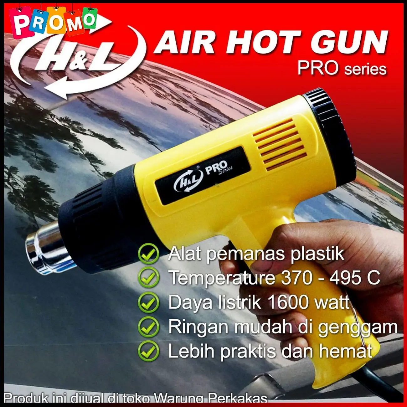 [cuci gudang] 1600W Hot Air Gun Heat Gun Blower Pemanas Plastik 2 Tingkat Panas H&L Yellow