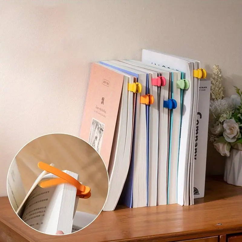 Silicone Bookmark, 1/3 Counts Portable Book Page Holder, Book Reading Tool for Home Office Dormitory School 5