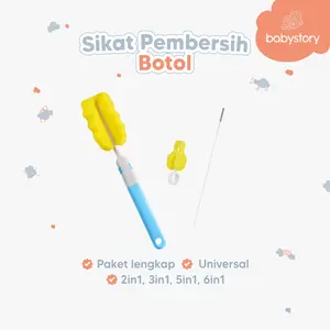 Sikat Pembersih Botol Susu dan Dot Bayi Universal Isi 3 in 1 Dengan Busa Sponge Halus