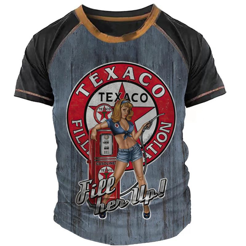 2568 Men's Vintage T-Shirt 3d Castrol Short Sleeve Tops Oil Fashion Men's Motorcycle T-Shirt Plus Size T-Shirt 6