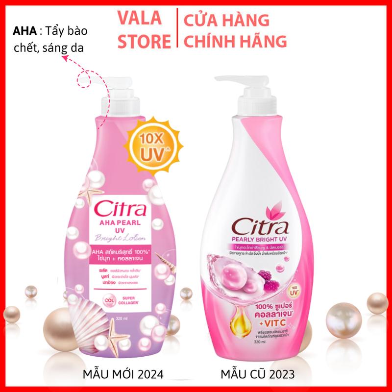 Sữa dưỡng Cấp ẩm Sáng da Citra AHA Pearl UV bright Lotion 320ml Thái Lan